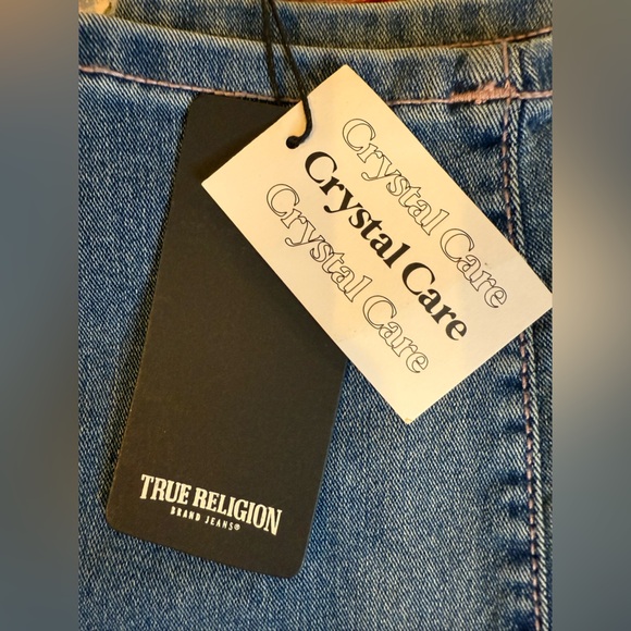 True Religion Women's Blue Pink Skinny Jeans Crystal Embellished Pockets size 30 - Picture 9 of 9